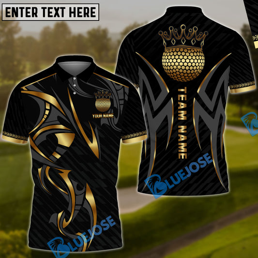 BlueJose Golf Crown Premium Pattern Customized Name, Team Name 3D Shirts (4 Colors)