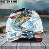 BlueJose Fishing Jump Action American Flag Water Splash Art Personalized Cap (12 Breeds)