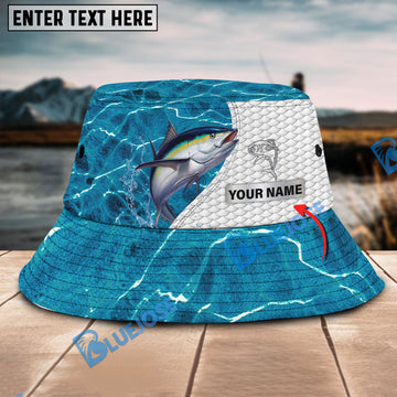 BlueJose Custom Name Tuna Fishing Blue Fishing Bucket Hat