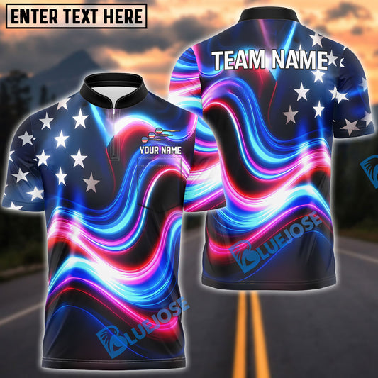 BlueJose Darts American Flag Watercolor Personalized Name Shirt