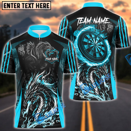 BlueJose Darts Angry Dragon Multicolor Options Personalized Name Pocket Shirt (4 Colors)