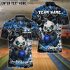 BlueJose Bowling And Pins Graffiti Panda Customized Name, Team Name 3D Shirt (4 Colors)