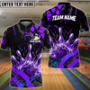 BlueJose Bowling And Pins Grunge Flame Customized Name 3D Shirt ( 6 Colors)
