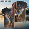 Bluejose Personalized Largemouth Bass American Flag Fishing 3D Shirts