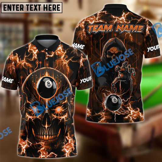 BlueJose Billiards Ball 8 Skull Thunder Personalized Name, Team Name Unisex Shirt (6 Colors)
