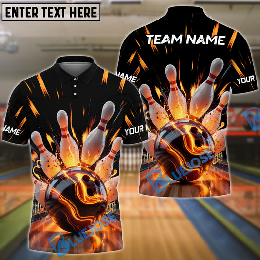 BlueJose Bowling And Pins Thunder Roll Customized Name, Team Name 3D Shirt (4 Colors)