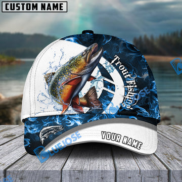 BlueJose Trout Fishing Blue Flame Sport Custom Name Cap