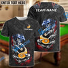 BlueJose Billiards Ball 8 & 9 Yinyang Funny Claw Tearing US Flag Personalized Name, Team Name Unisex Shirt