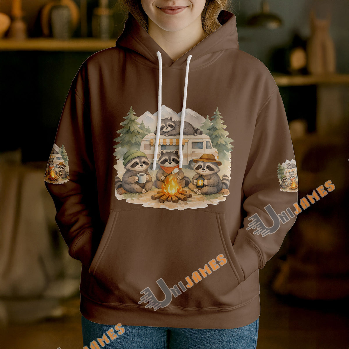 BlueJose Racoon Camping We Will Get There When We Get There Personalized Name Shirts