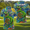 BlueJose Darts Autism Awareness T-Rex Graffiti Personalized Name, Team Name Shirt