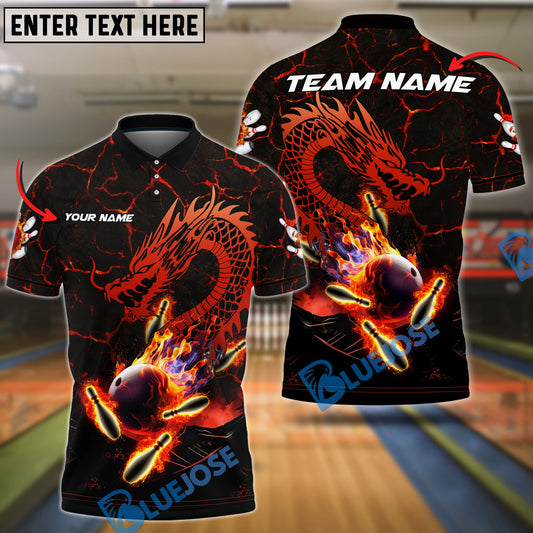 BlueJose Bowling And Pins Mystery Dragon Customized Name 3D Shirt (4 Colors)