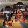 BlueJose Bowling Ball & Pins Fire Dragon Customized Name, Team Name 3D Shirt (4 Colors)