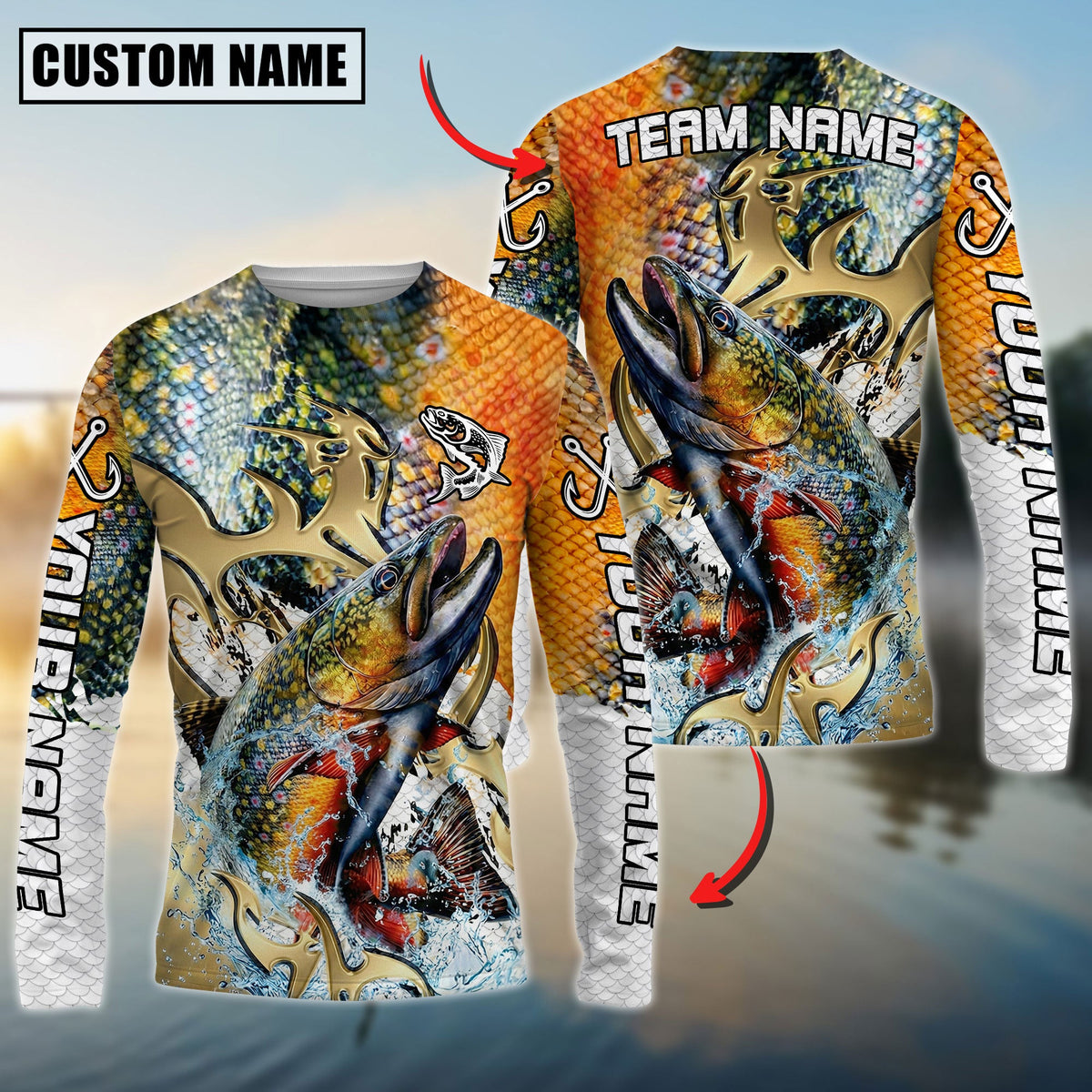 Bluejose Trout Fishing Trophy Power Splash Art Custom Name &amp; Team Name 3D Shirts