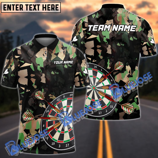 BlueJose Darts Fire Jungle Camo Personalized Name, Team Name 3D Shirt