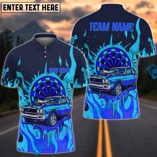 BlueJose Darts Hot Rod Inferno Personalized Name, Team Name Shirt (4 Colors)