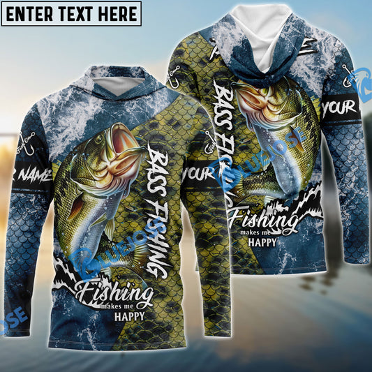 Bluejose Bass Fishing Skin Seawave Custom Name & Team Name 3D Shirts