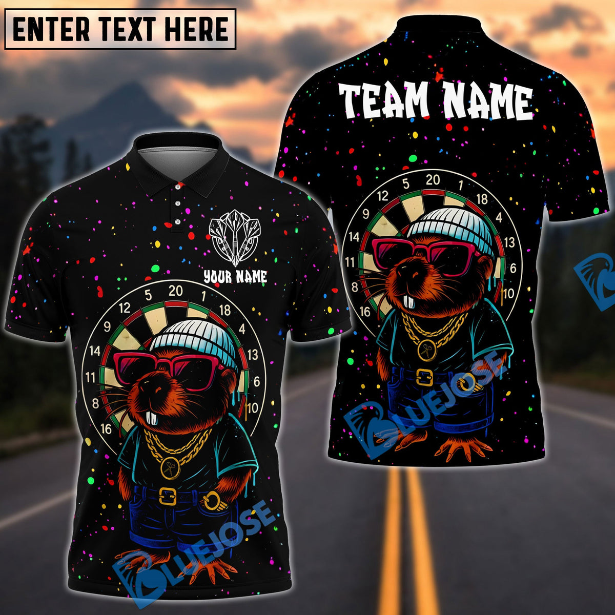 BlueJose Darts Streetwear Capybara with Shades Style Personalized Name, Team Name Shirt (4 Colors)