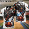 BlueJose Bowling & Pins Fire Dragon Chained Customized Name, Team Name 3D Shirt (4 Colors)