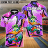 BlueJose Bowling And Pins Cartoon Duck Graffiti Customized Name, Team Name 3D Shirt (4 Colors)