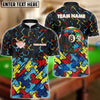 BlueJose Billiards Ball 8 Autism Awareness Puzzle Customized Name, Team Name 3D Shirt