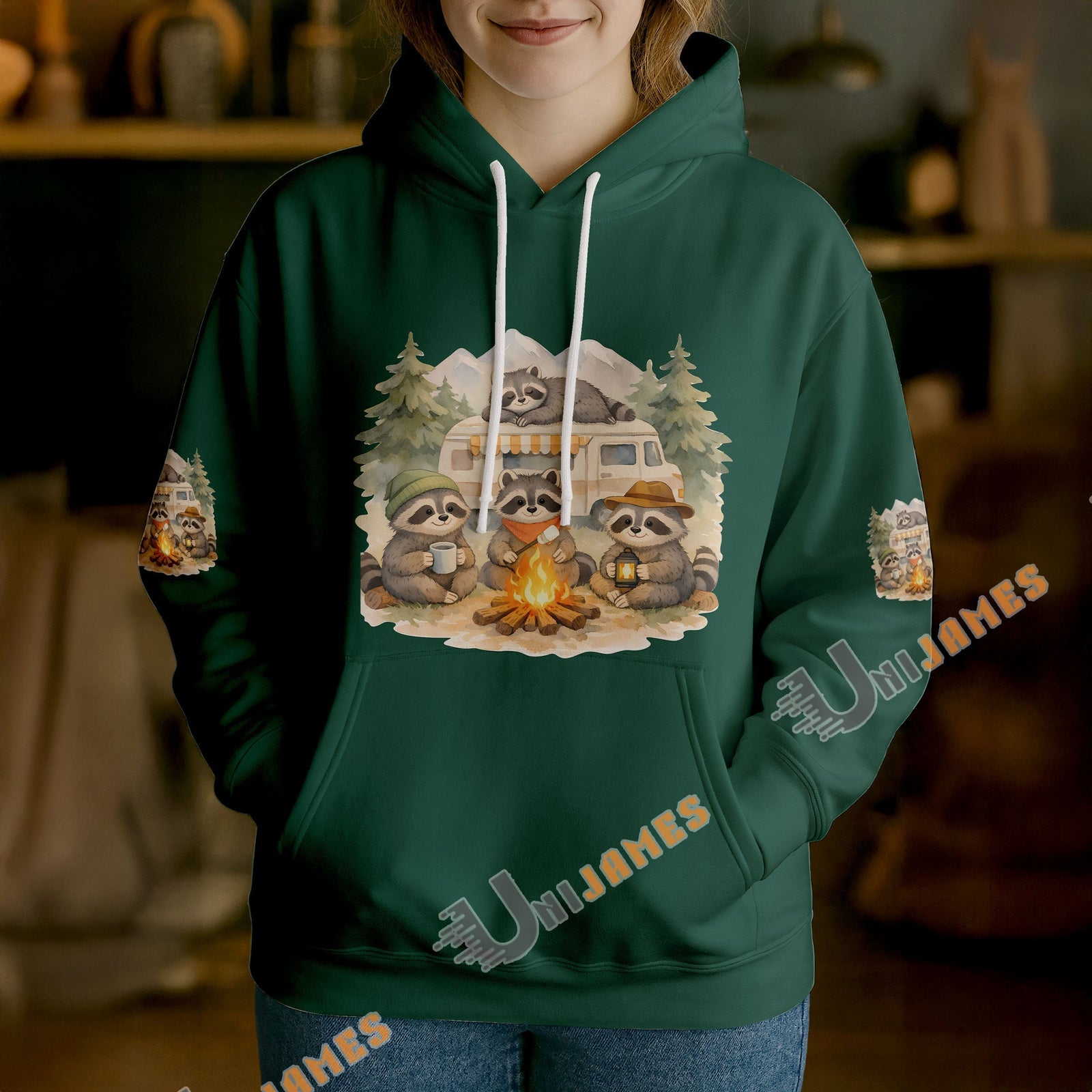 BlueJose Racoon Camping We Will Get There When We Get There Personalized Name Shirts