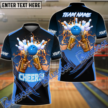 BlueJose Bowling And Pins Beer Customized Name 3D Shirt (4 Colors)