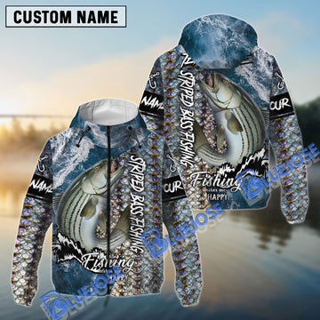 Bluejose Striped Bass Fishing Skin Seawave Custom Name Windbreaker Jacket