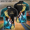 BlueJose Bowling And Pins Strike Thunder Lightning Customized Name, Team Name 3D Shirt (4 Colors)