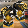 BlueJose Bowling And Pins Cracked Flame Customized Name 3D Shirt (4 Colors)