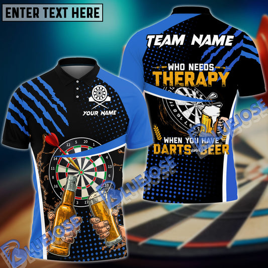 BlueJose Darts And Beer Therapy Personalized Name, Team Name 3D Shirt (4 Colors)