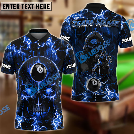 BlueJose Billiards Ball 8 Skull Thunder Personalized Name, Team Name Unisex Shirt (6 Colors)