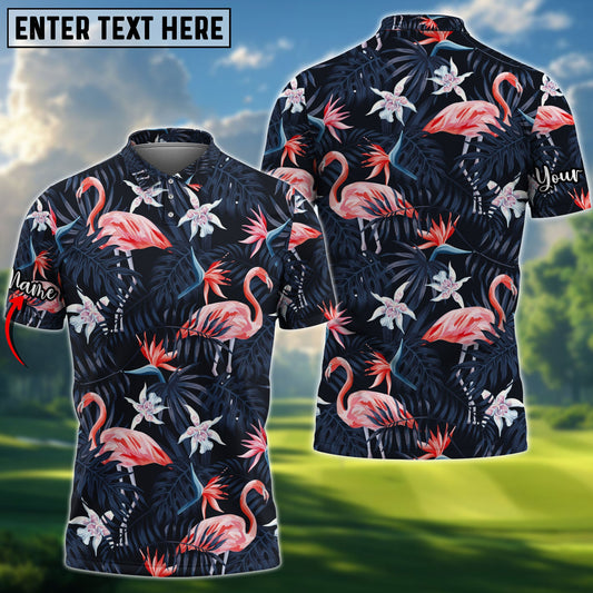 BlueJose Golf Tropical Birds Pink Flamingo Customized Name, Team Name Shirts