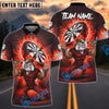 BlueJose Darts Bulldog Fire Flame Customized Name, Team Name 3D Shirt (4 Colors)