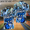 BlueJose Bowling And Pins Urban Scribble Customized Name, Team Name 3D Shirt (4 Colors)