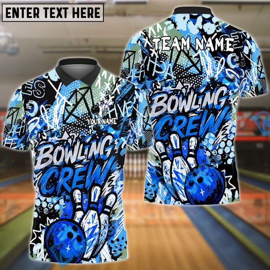 BlueJose Bowling And Pins Urban Scribble Customized Name, Team Name 3D Shirt (4 Colors)