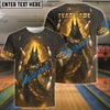 BlueJose Bowling And Pins Ancient Egyptian God Anubis Customized Name, Team Name 3D Shirt (4 Colors)