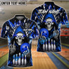 BlueJose Bowling And Pins Grim Reaper Flame Customized Name, Team Name 3D Shirt (4 Colors)
