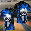 BlueJose Bowling Flaming Skull Strike Customized Name, Team Name 3D Shirt (4 Colors)