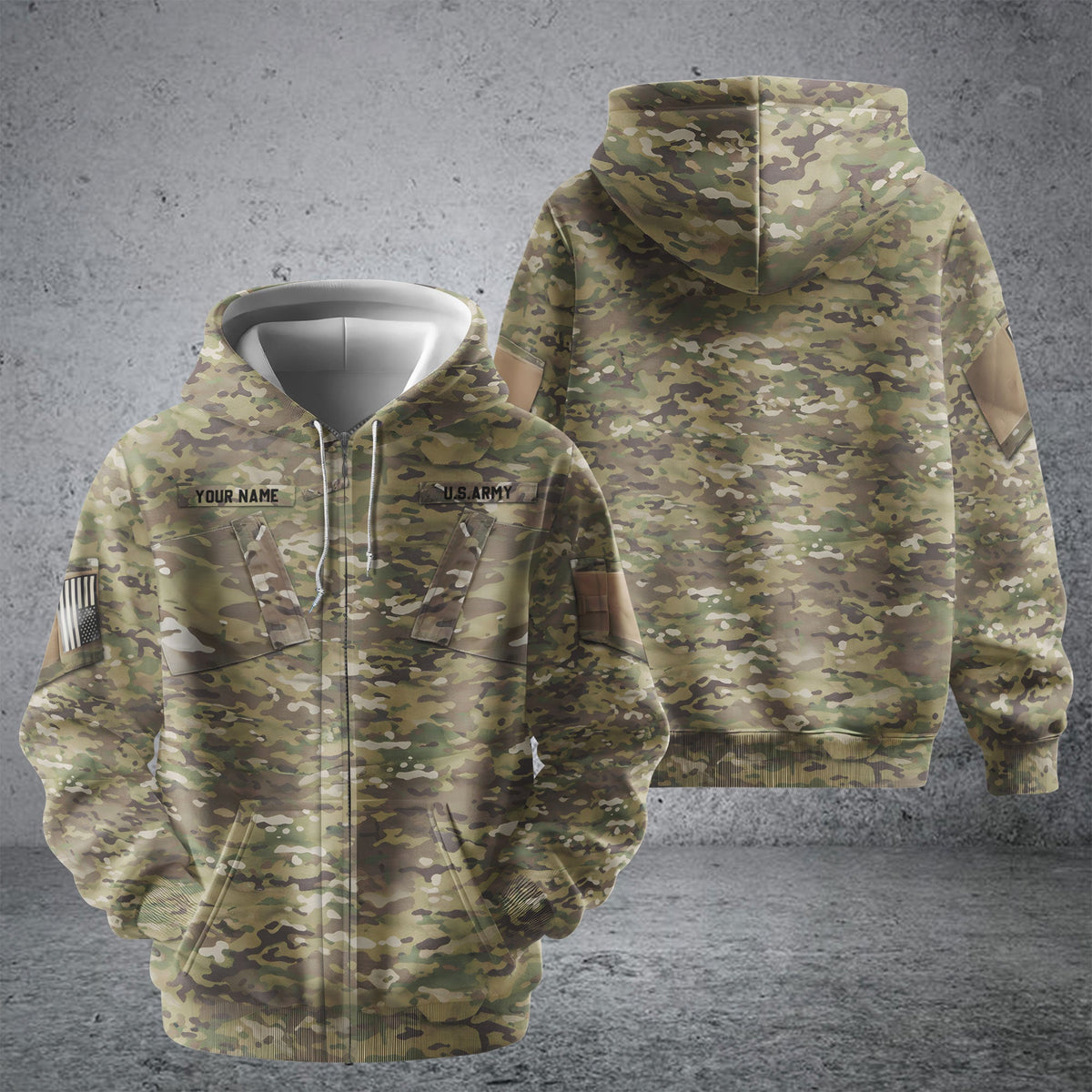 BlueJose Premium Personalised US Veteran Zip Hoodie Fleece