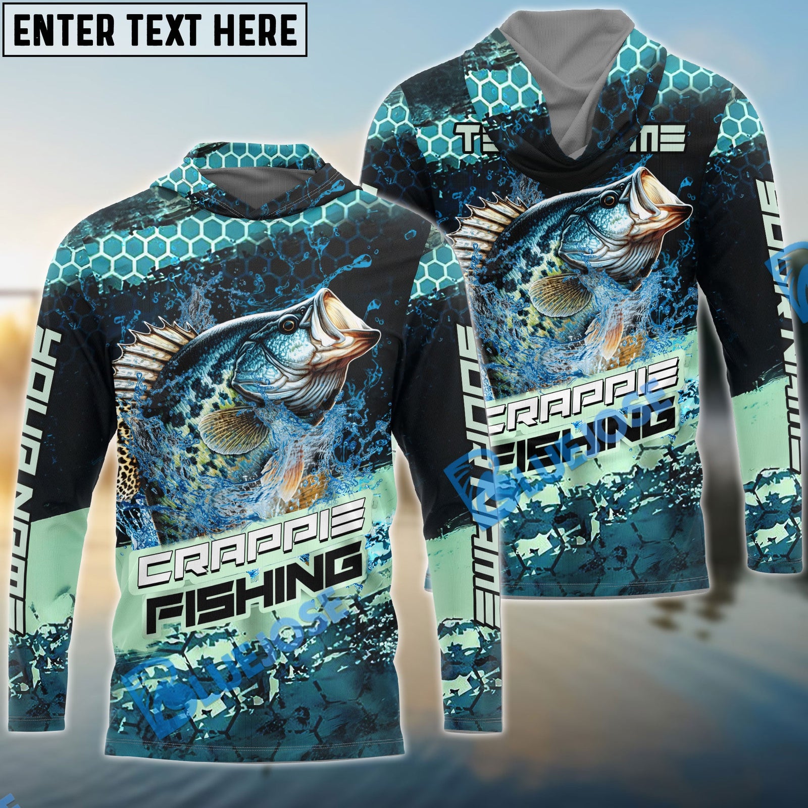 Bluejose Crappie Fishing Aqua Strike Custom Name & Team Name 3D Shirts