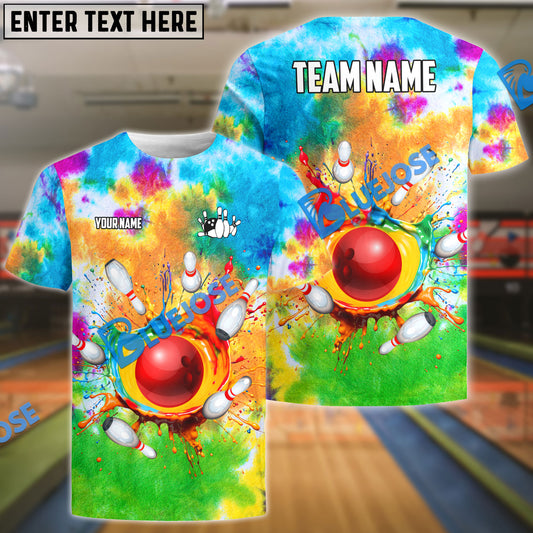 BlueJoses Bowling And Pins Rainbow Color Customized Name 3D Shirt