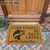BlueJose Gone Fishing Be Back Later Bass Fishing Custom Name Coir Doormat