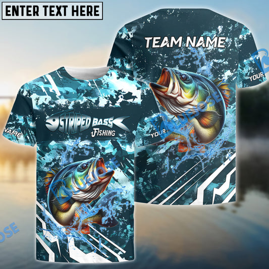 Bluejose Striped Bass Fishing Splash Pro Design Name & Team Name 3D Shirts