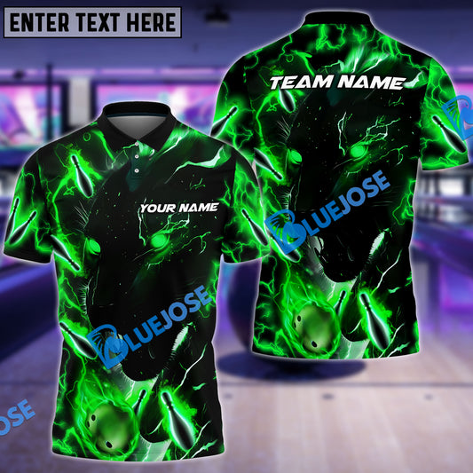 BlueJoses Bowling Black Panther Green Premium Customized Name, Team Name 3D Shirt