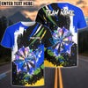 BlueJose Darts Colorful Paint Style Multicolor Options Personalized Name Shirt (4 Colors)