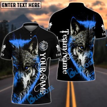 BlueJose Darts Cool Wolf Multicolor Options Personalized Name Shirt (4 Colors)