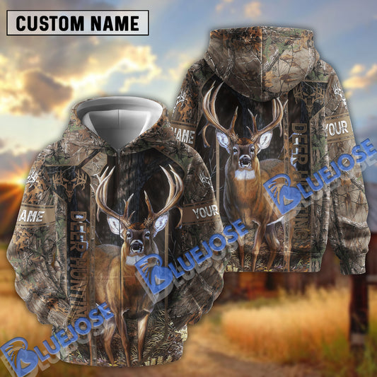 BlueJose Personalized Name Deer Hunting Camo Punished Skull Pattern 3D Shirts ( 3 Colors )