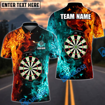 BlueJose Darts Two Sides Flame  Personalized Name, Team Name 3D Shirt (4 Colors)