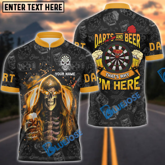 BlueJose Darts Fire Skull Beer Personalized Name, Team Name Shirt