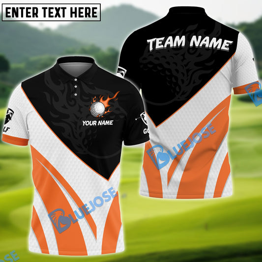 BlueJose Golf Fire Ball Plus Customized Name, Team Name 3D Shirts (3 Colors)